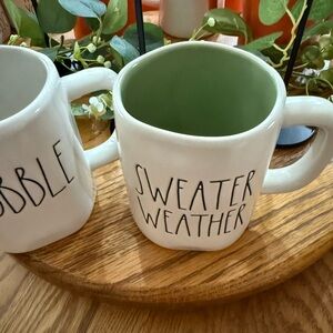 Rae Dunn Sweater Weather Mug - Cream and Green fall Thanksgiving